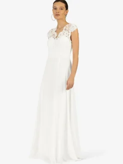 Kraimod Kleider<Damen Abendkleid weiß gemustert