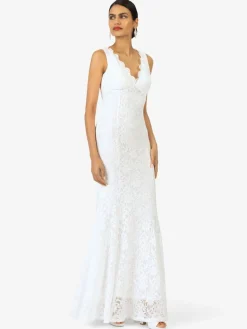 Kraimod Kleider<Damen Abendkleid weiß gemustert