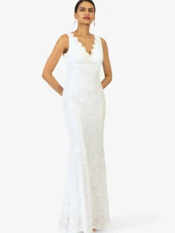 Kraimod Kleider<Damen Abendkleid weiß gemustert