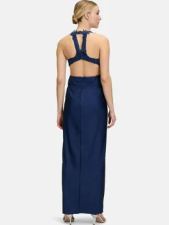 Vera Mont Kleider<Damen Abendkleid marine blau uni