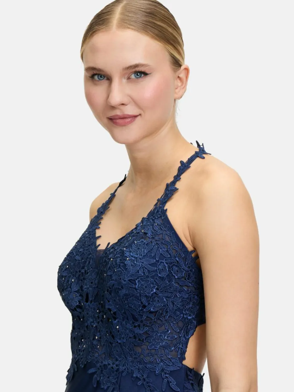 Vera Mont Kleider<Damen Abendkleid marine blau uni