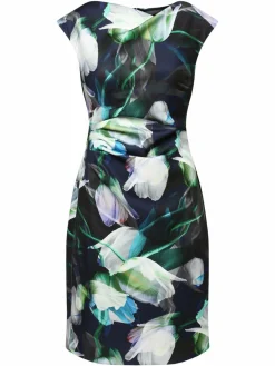 Swing Kleider<Damen Abendkleid marine grün gemustert