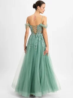 Unique Kleider<Damen Abendkleid smaragd uni