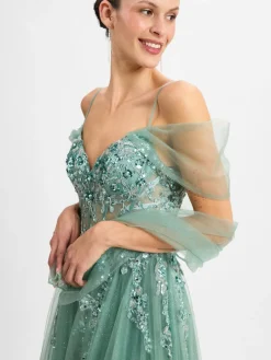 Unique Kleider<Damen Abendkleid smaragd uni