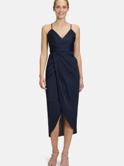 Vera Mont Kleider<Damen Abendkleid marine blau uni