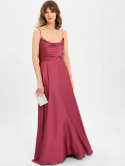 Marie Lund Kleider<Damen Abendkleid himbeer uni