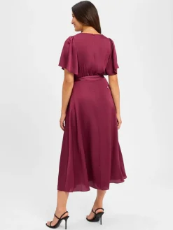 Marie Lund Kleider<Damen Abendkleid aubergine uni