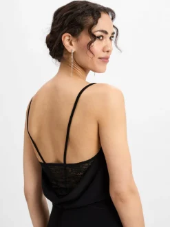 Swing Kleider<Damen Abendkleid schwarz uni