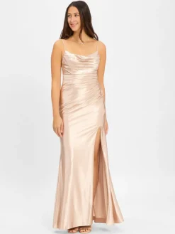 Luxuar Fashion Kleider<Damen Abendkleid beige gold uni
