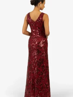 Kraimod Kleider<Damen Abendkleid bordeaux gemustert