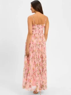 Marie Lund Kleider<Damen Abendkleid rosa mehrfarbig gemustert