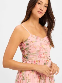 Marie Lund Kleider<Damen Abendkleid rosa mehrfarbig gemustert