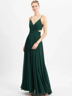 Marie Lund Kleider<Damen Abendkleid tanne uni