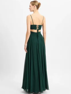 Marie Lund Kleider<Damen Abendkleid tanne uni