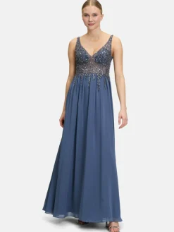 Vera Mont Kleider<Damen Abendkleid blau blue stone uni