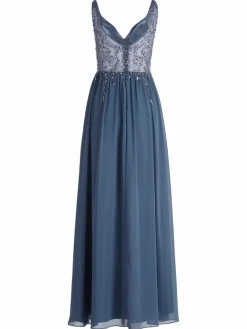 Vera Mont Kleider<Damen Abendkleid blau blue stone uni