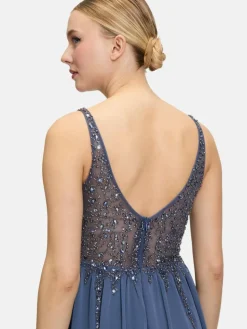 Vera Mont Kleider<Damen Abendkleid blau blue stone uni