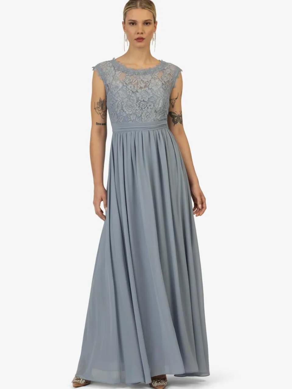 Kraimod Kleider<Damen Abendkleid hellblau gemustert