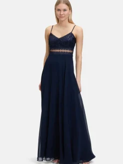 Vera Mont Kleider<Damen Abendkleid marine blau uni