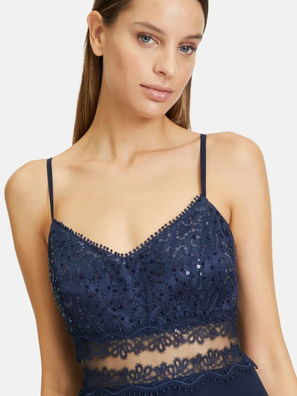 Vera Mont Kleider<Damen Abendkleid marine blau uni