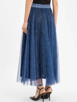 More & More Röcke<Damen A-Linien-Maxirock indigo schwarz gemustert