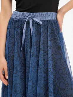 More & More Röcke<Damen A-Linien-Maxirock indigo schwarz gemustert