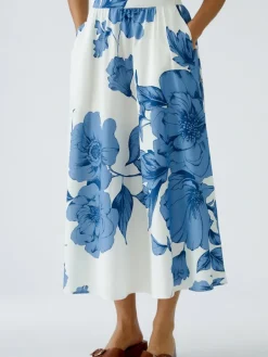 Oui Röcke<Damen A-Linien-Rock blau gemustert