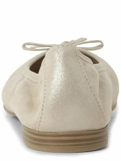 Tamaris Ballerinas<Damen Ballerinas aus Leder beige uni