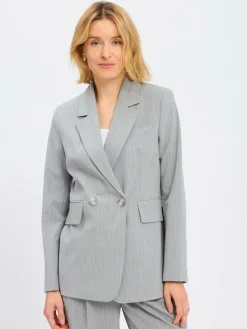 Marie Lund Blazer<Damen Baukasten-Blazer hellgrau gestreift
