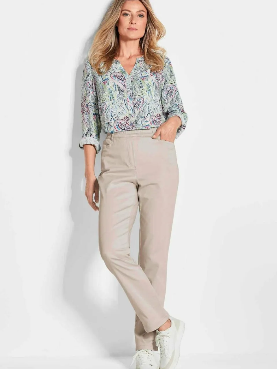 Goldner Hosen<Damen Baumwollschlupfhose LOUISA - Leichte Baumwollschlupfhose LOUISA kitt uni