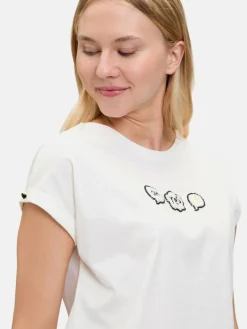 Cartoon Shirts & Tops<Damen Baumwollshirt weiß bedruckt