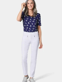 Goldner Hosen<Damen Bengalinhose - Schlupfhose LOUISA mit Steppnähten weiß uni