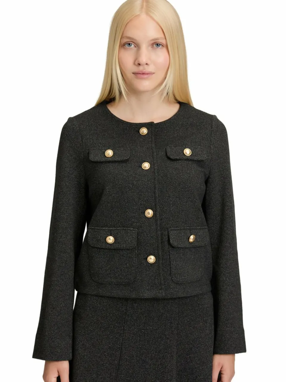 Cartoon Blazer<Damen Blazer schwarz gemustert