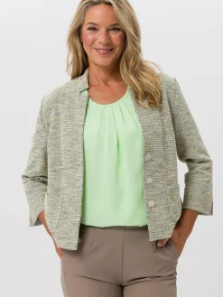 Frank Walder Blazer<Damen Blazer grün mehrfarbig uni