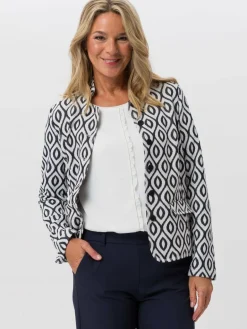 Frank Walder Blazer<Damen Blazer weiß blau gemustert