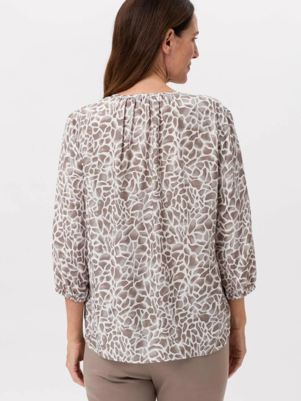 Frank Walder Blusen<Damen Bluse weiß mehrfarbig gemustert