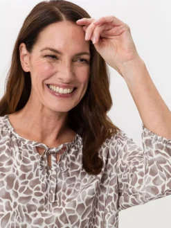 Frank Walder Blusen<Damen Bluse weiß mehrfarbig gemustert