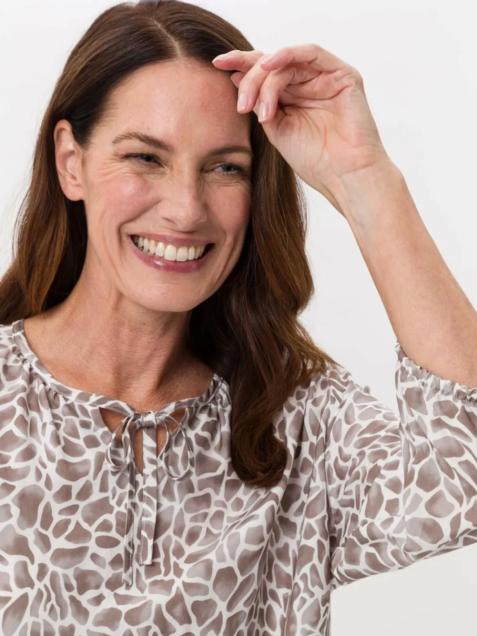 Frank Walder Blusen<Damen Bluse weiß mehrfarbig gemustert