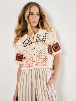 Apricot Pullover & Strickjacken<Damen Bluse koralle strukturiert