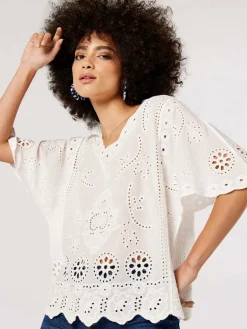 Apricot Blusen<Damen Bluse weiß bedruckt