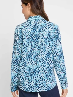 Olsen Blusen<Damen Bluse blau bedruckt