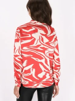 Faina Blusen<Damen Bluse rot gemustert