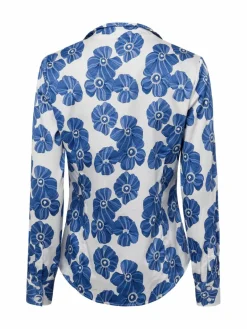 Franco Callegari Blusen<Damen Bluse blau weiß gemustert