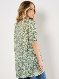 Apricot Blusen<Damen Bluse grün bedruckt