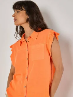 Apricot Blusen<Damen Bluse koralle uni