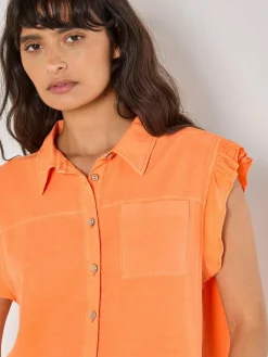 Apricot Blusen<Damen Bluse koralle uni