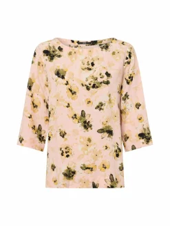 zero Blusen<Damen Bluse rosa gelb gemustert