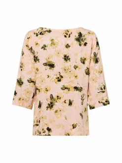 zero Blusen<Damen Bluse rosa gelb gemustert