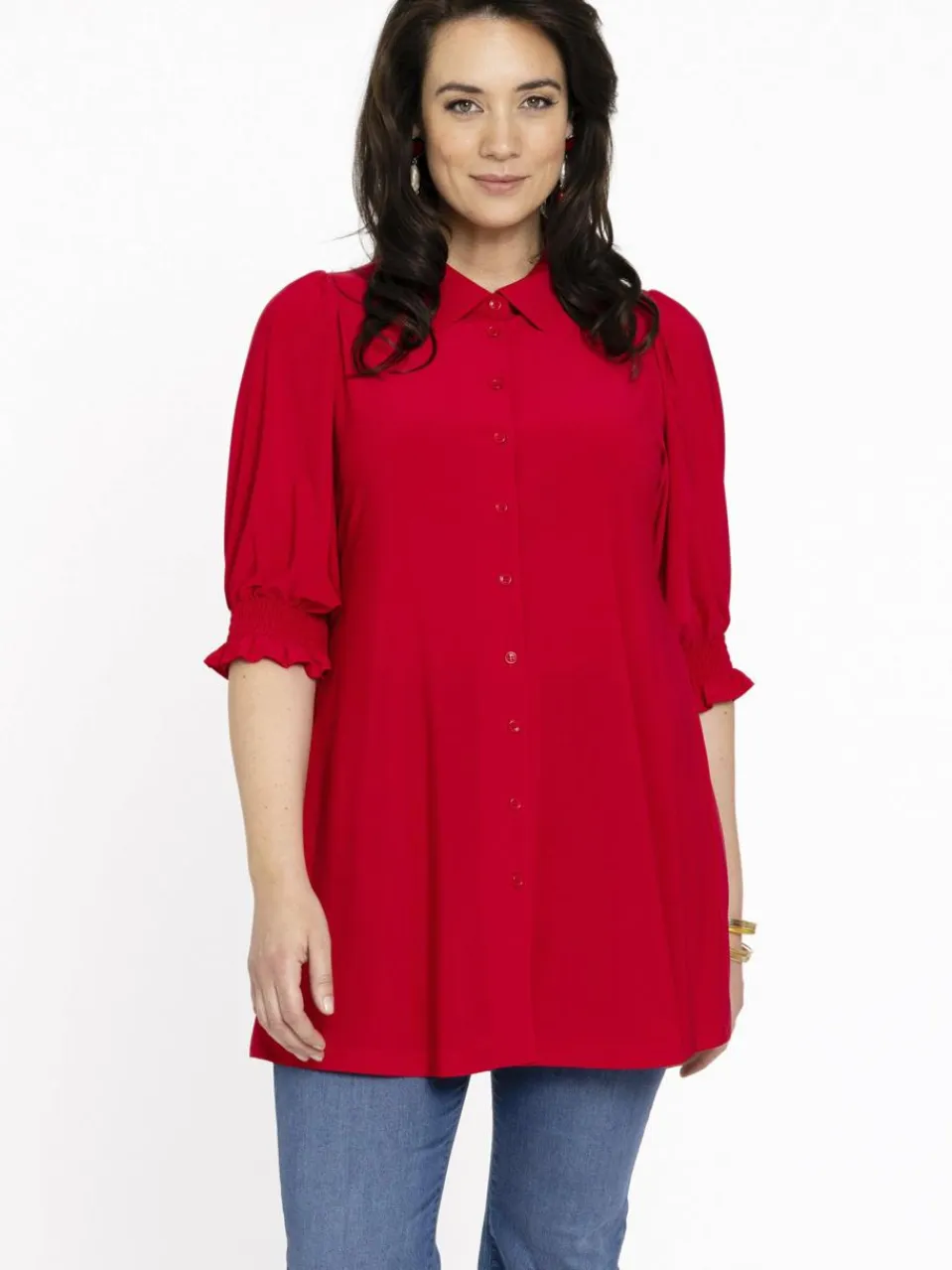 YOEK Blusen<Damen Bluse rot uni
