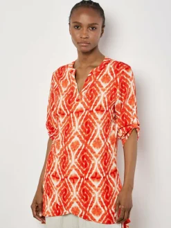 Apricot Blusen<Damen Bluse orange bedruckt